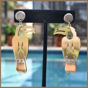 Jewelry - Tropical Bird Gold Earrings Jewelry - Tropical Bird Gold Earrings